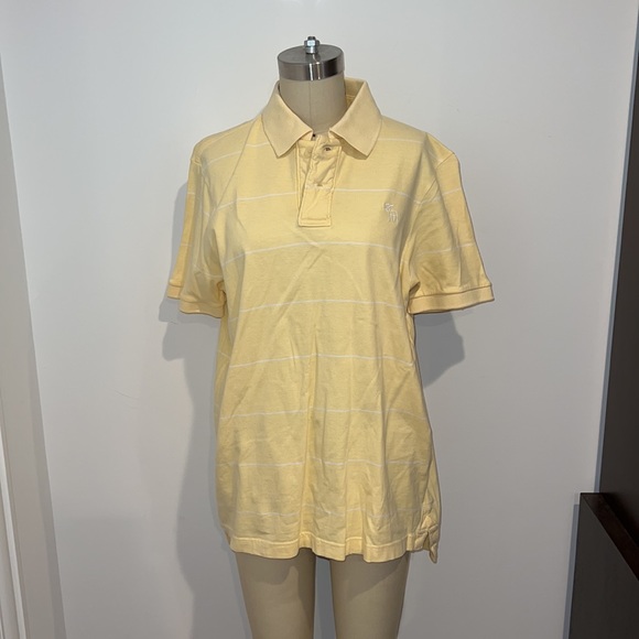 Abercrombie & Fitch Yellow and White Striped Muscle Polo - Picture 1 of 13